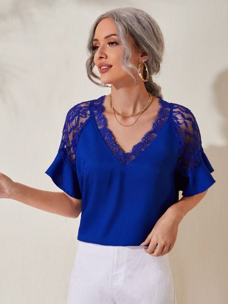 

bell sleeve lace insert w0xd#, White