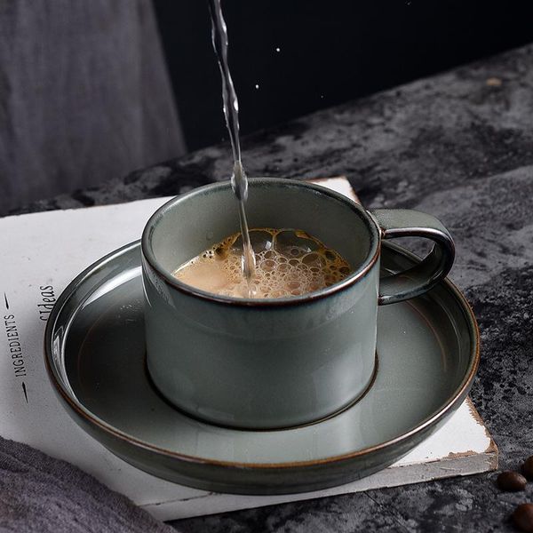 

cups & saucers retro creative ceramic cup coffee mug simple solid color office mate japanese style travel tazas de cafe drinkware be50mu