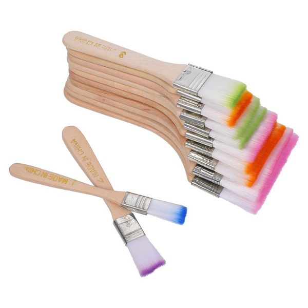 

nail brushes 12pcs wooden handle nylon brush painting oil multi-purpose, Yellow