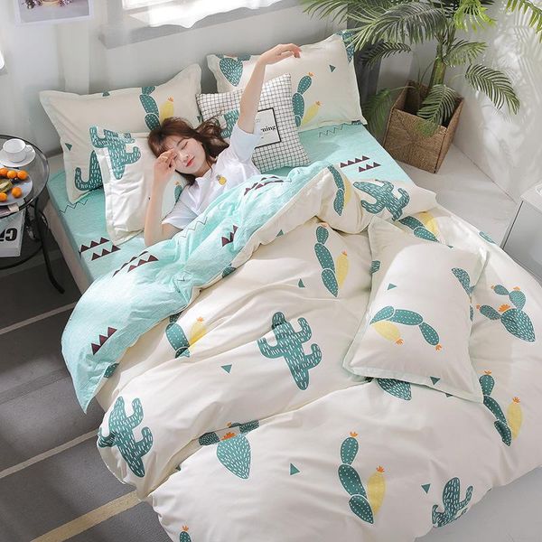 

bedding sets duvet cover set 4 pieces cactus white color bedclothes include bed sheet pillowcase and comforter for kids/oceania