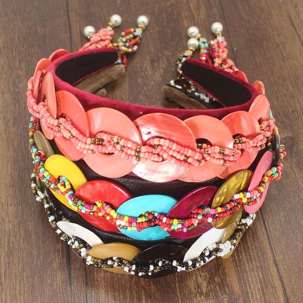 

hair clips & barrettes bohemia luxury handmade beaded rhinestones heavy industry exquisite wide headband accessories for women's weddin, Golden;silver