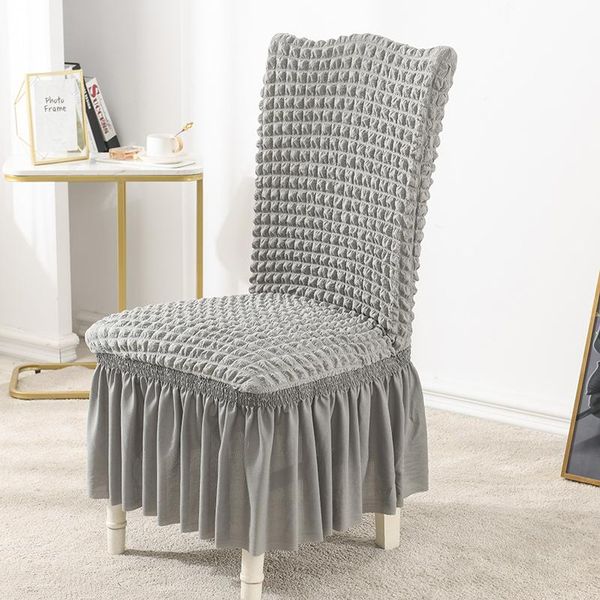 

chair covers bubble stretch cover with skirt elastic slipcovers dinning for wedding banquet party universal size 1/2/4 pcs