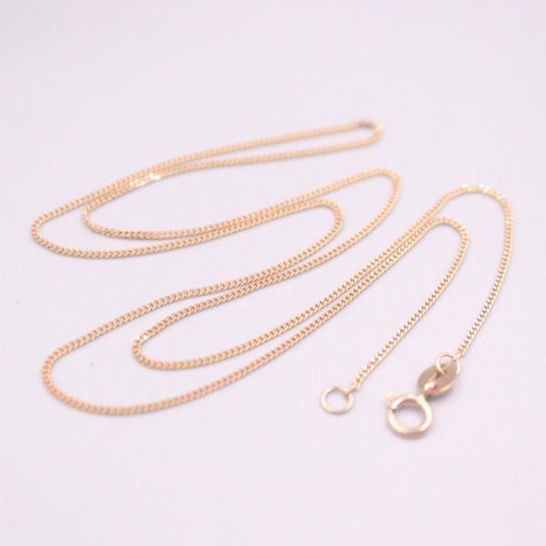 

chains au750 pure 18k rose gold chain 1mm curb link necklace 1.9-2g / 17.3inch for women lucky gift, Silver