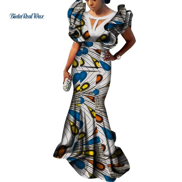 

ethnic clothing bazin riche african women flare sleeve long party dress vestidos dashiki print elegant dresses for wy4478, Red