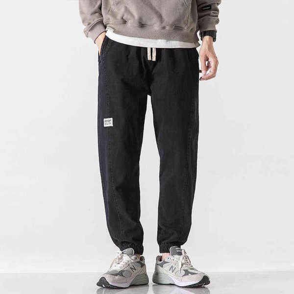 

jeans spring and autumn 2021 black loose sports casual men's versatile comfortable cotton personalized long pants, Blue