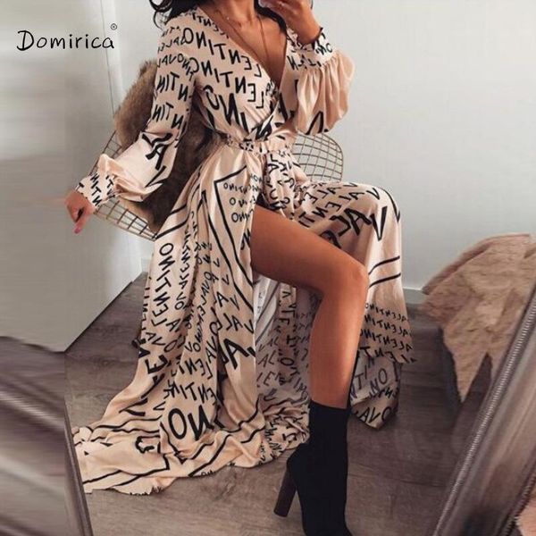 

casual dresses chic summer dress v-neck fashion letter print belt long sleeve high waist split big swing elegant for women, Black;gray