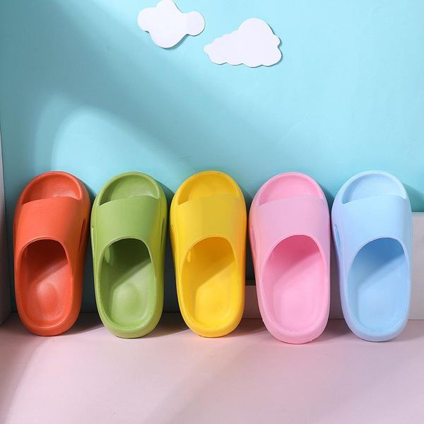 

slipper 3-10y children' slippers summer boys girls beach shoes breathable flip flops platform home antiskid bathroom waterproof soft, Black;grey