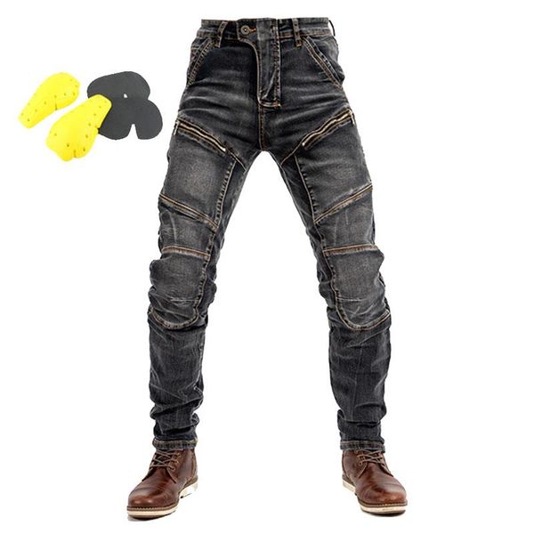 

racing pants double zipper motorcycle jeans men moto riding classic elasticity denim pant motocross cycling trousers protective gear, Black;blue