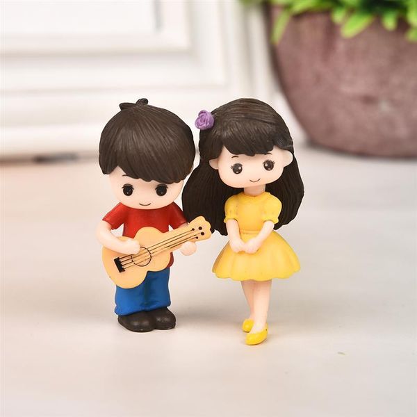 

decorative objects & figurines 1 pair cute dear lovers couple miniature craft with guitar ornament fairy garden decor home decoration access
