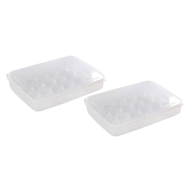 

storage bottles & jars stackable egg trays for refrigerator,2 x 24 plastic holder carriers with lids,clear containers