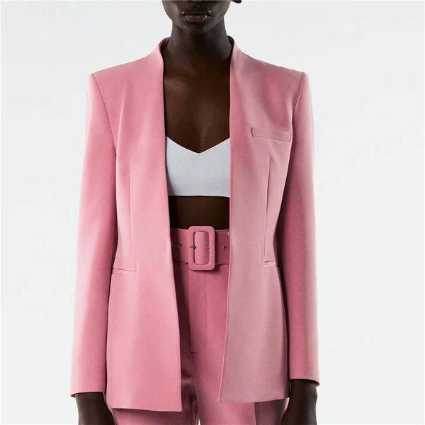 

women's two piece pants pant suits autumn suit female offical lady blazer women belt high waist ankle-length shorts, White