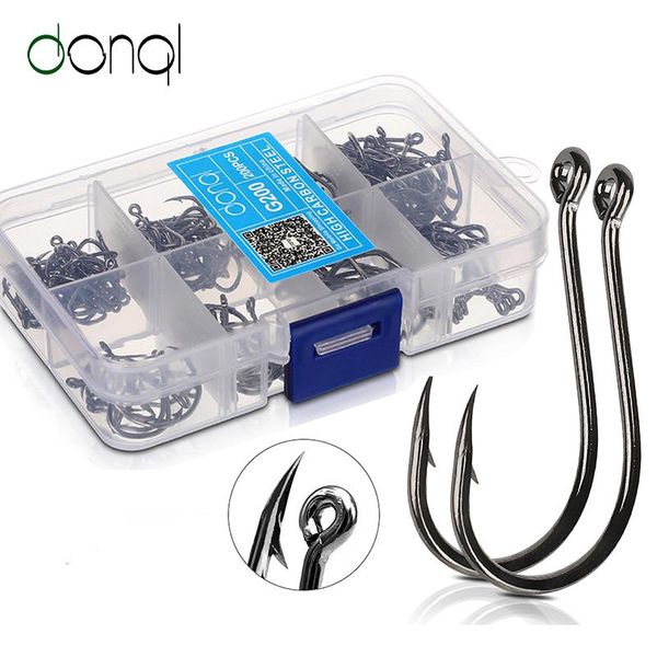 

fishing hooks donql 200/300pcs mixed size set jig barbed circle fishhook high carbon steel carp hook sea accessories