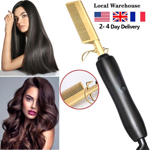 

hair iron straightener comb wet and dry use heating comb electric environmentally friendly titanium alloy curler iron