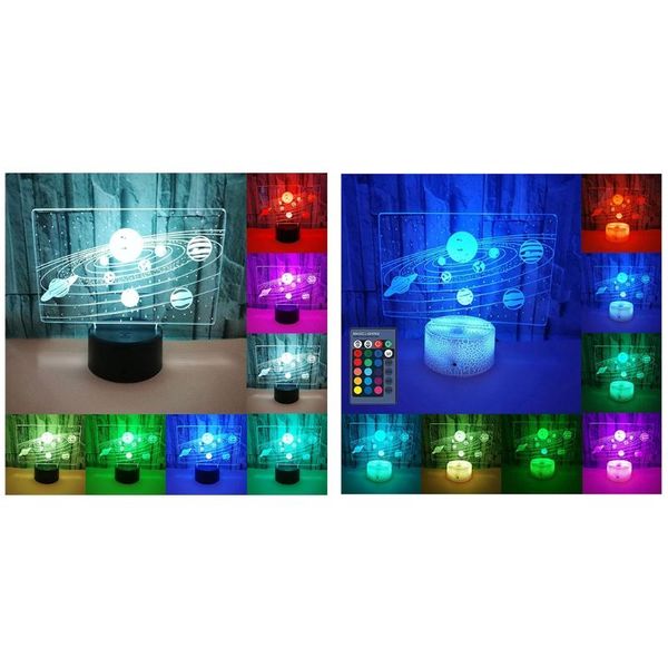

night lights creative solar system 3d optical illusion lamp led neon touch light home bar club decorative colorful desk for