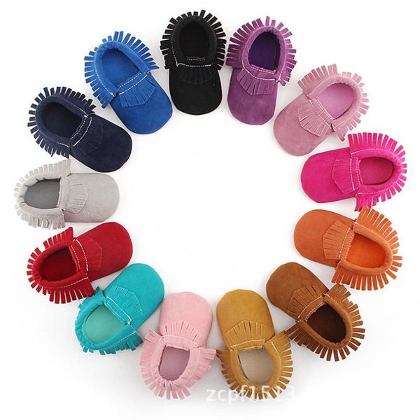 

first walkers pu suede leather born baby boy girl moccasins soft moccs shoes fringe soled non-slip footwear crib shoe
