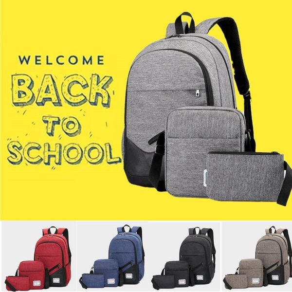 

3pc/set backpack canvas satchel children's student shoulder bag oxford schoolbag tote bags pen for boys and girls matching school