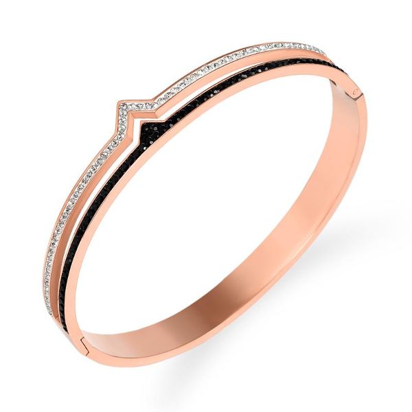 

bangle full crystals special design bangles&bracelets rose gold black women jewelry stainless steel charm cuff bijou accessory
