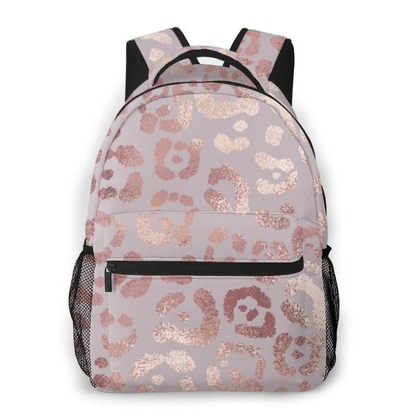 

backpack women fashion male travel mens bag large lapshopping rose gold leopard skin