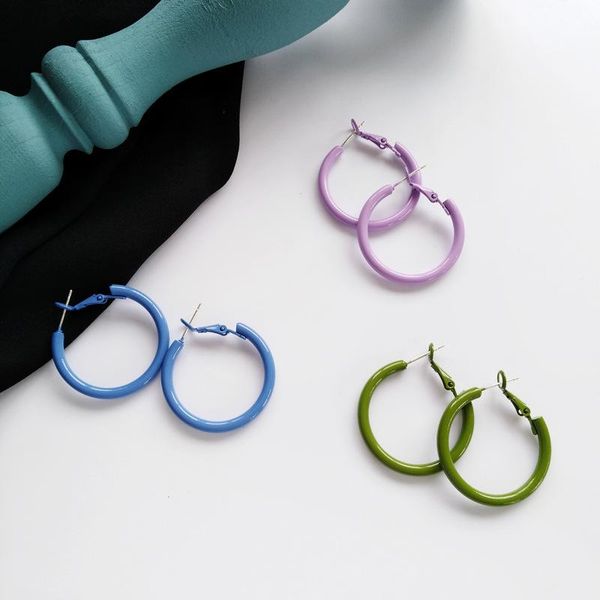 

hoop & huggie korean candy color earrings, Golden;silver