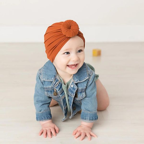 

hair accessories baby round bow headband donut born cap cotton knit fabric infant turban stretchy hat bonnet beanies for girls boys jfny252, Slivery;white