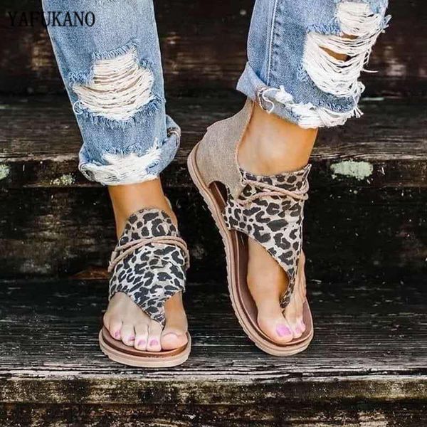 

women sandals 2021 leopard print summer shoes large size andals flat womens, Black
