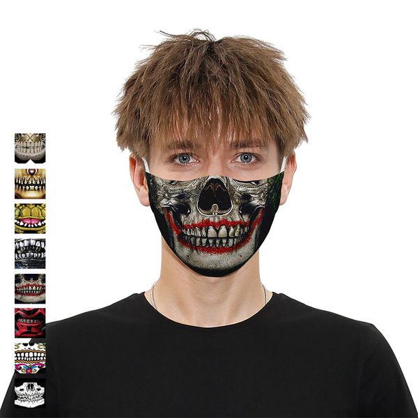 

fashion skull teeth digital printing no filter dust protection washable mask