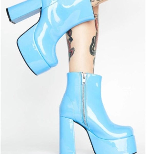 

boots platform thick heeled 2021 high women's large 40-43, Black