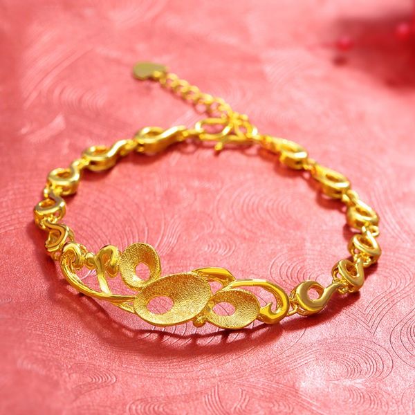 

women's retro style 24k gold plate hollow charm bracelets njgb062 fashion flower yellow gold plated bracelet, Golden;silver