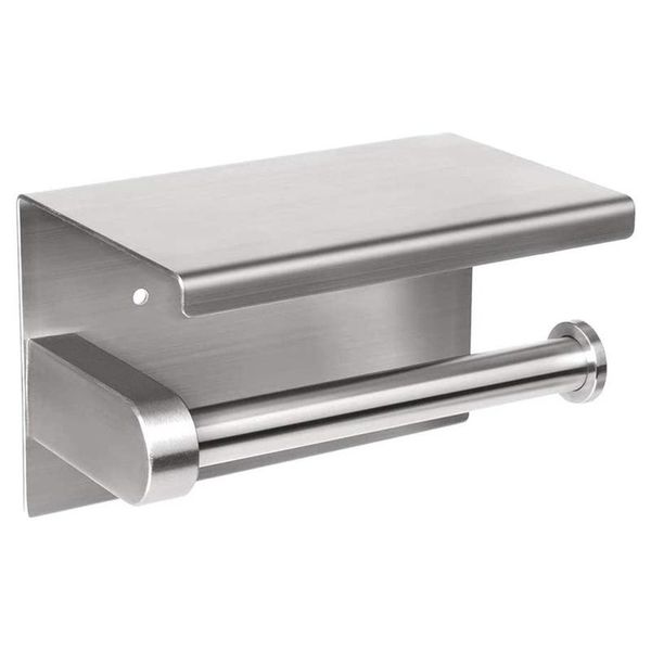 

toilet paper holders self-adhesive or wall-drilling holder tissue storage with mobile phone shelf