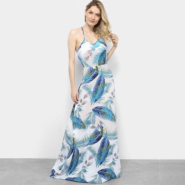 

casual dresses floral print high waist v-neck sleeveless spaghetti strap backless women a-line beach style floor-length camisole long dress, Black;gray