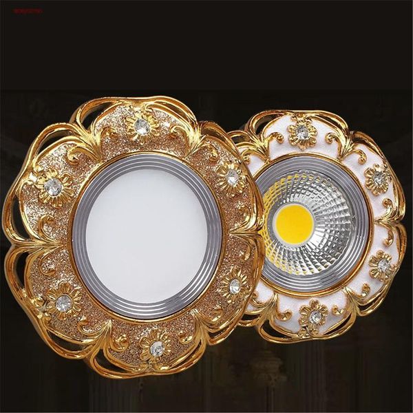 

downlights nordic luxury gold white inlaid crystal resin led downlight 3w 5w 220v 8cm hole corridor bathroom restaurant spot recessed lamp