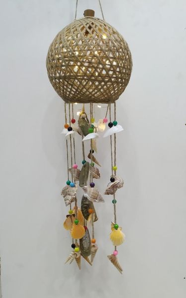 

handmade garden home led wicker ball with organic sea shell or seastar wall hanging ornaments blue evil eye novelty items