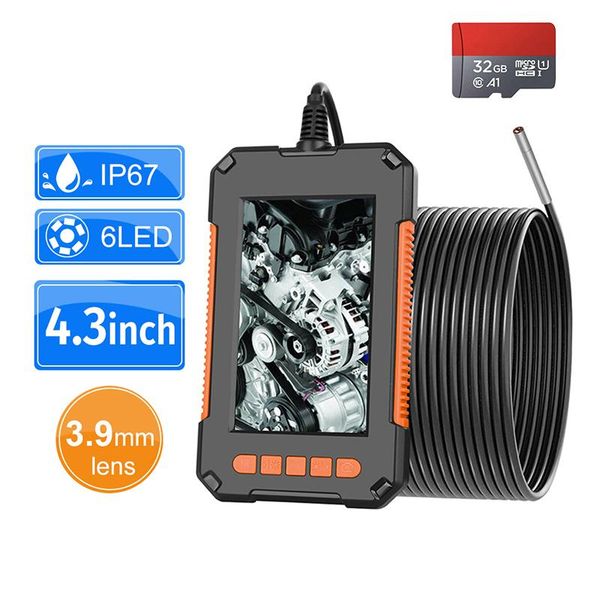 

cameras 3.9mm industrial 1080p hd 4.3 ips screen pipe drain sewer duct inspection ip67 snake with 32gb