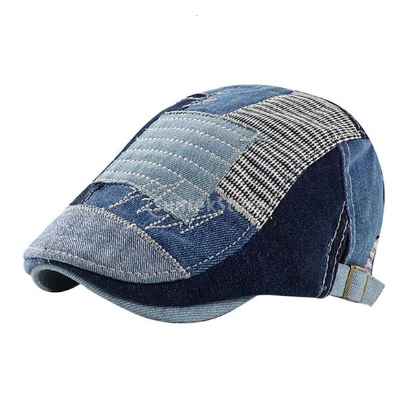 

men denim ivy hat cap joint driving summer trucker flat cabbie newsboy, Black;white