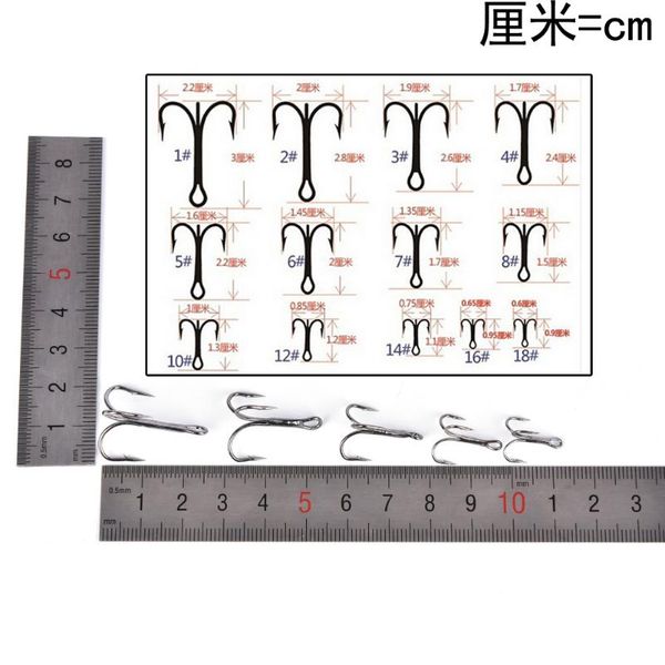 

fishing hooks 20pcs 2/6/8 hook high carbon steel treble tackle equipment black