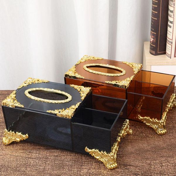 

storage bottles & jars exquisite hollow metal four-legged base transparent tissue box european-style household car pumping paper