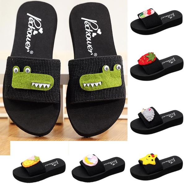 

slippers women summer cartoon non-slip comfortable beach slides chinelo pantuflas pantofle domowe shoes 6.9, Black