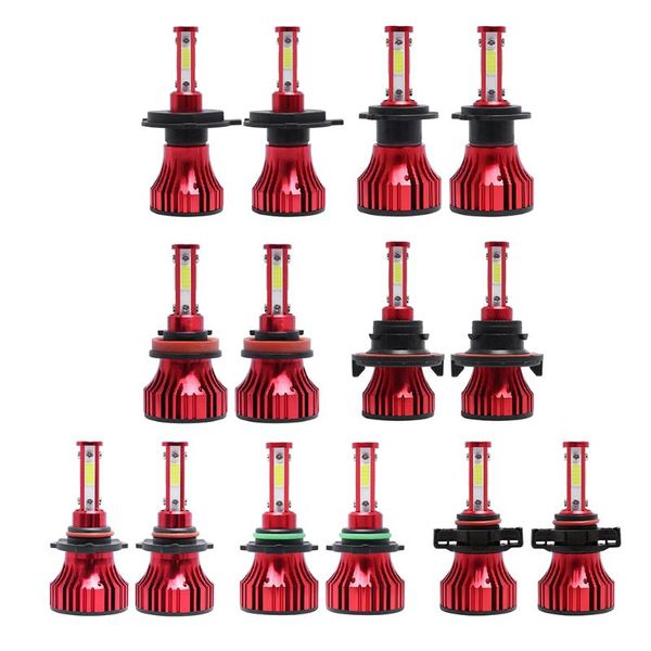 

car led headlights bulbs 8000lm h4 h7 h11 9005 9006 5205 4 sides 6000k beam automobile lamp 9-32v