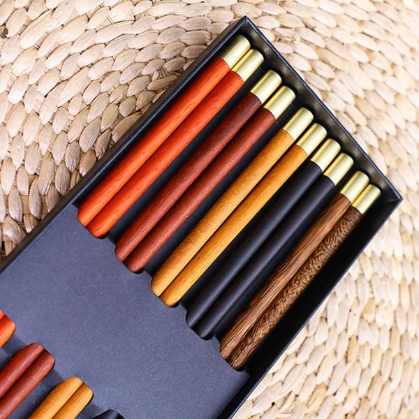 

chopsticks chinese fu blessing wooden gift box set lacquer and wax alloy wood 5 pairs