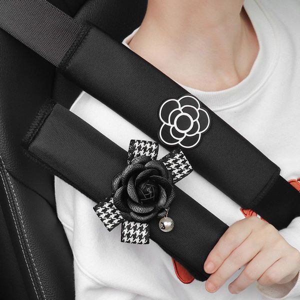 

safety belts & accessories bowknot universal car seat belt cover pearl flower ice silk auto shoulder pad styling seatbelts protective access