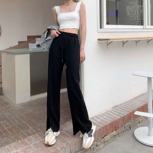 

capris ytx230 trouser scrubbing are thin and versatile straight pants, Black;white