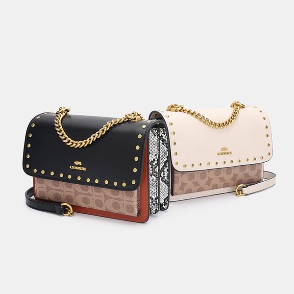 

outlet outlet advanced leather bag for women fashion versatile printed chain rivet single shoulder cross organ luxuryss designerss yw