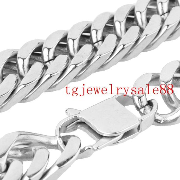 

7-40inch custom sizes cool men's bracelet or necklace silver tone cuban curb link chain fashion jewelry 17mm wide chains