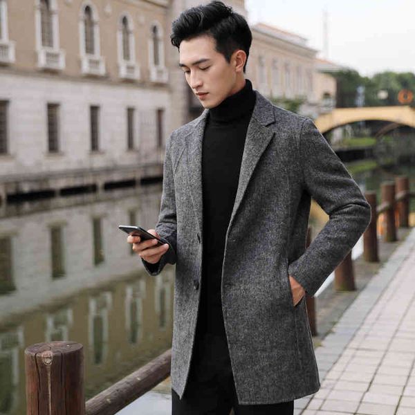 

men's wool & blends double-sided coat of wool, winter , wool blend, british style, slim fit, fish spine, outdoor clothing 7qgg, Black