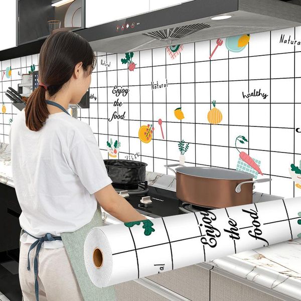 

wallpapers pvc self-adhesive wallpaper waterproof and oil-proof home decor renovation cabinet kitchen countertop