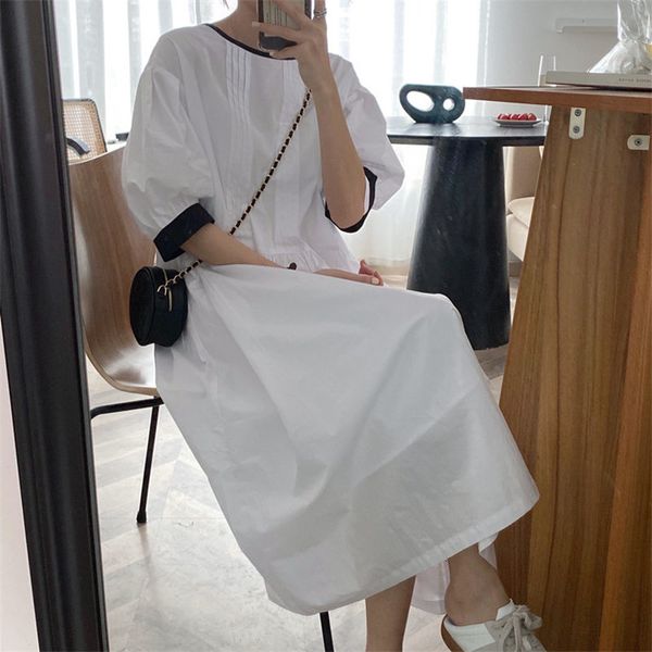 

casual dresses chic summer patchwork gentle oversize femme all match girls ol vintage elegance streetwear long es vestidos x72u, Black;gray