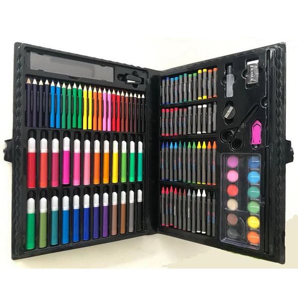 

gift sets 118 pcs/set children's drawing box with crayons colored pencils oil pastels watercolor pens/paints art stationery supplies
