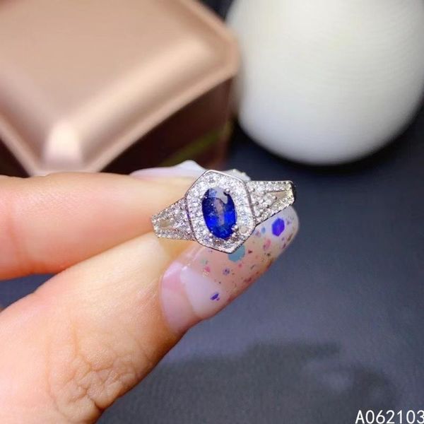 

cluster rings kjjeaxcmy fine jewelry 925 sterling silver inlaid natural sapphire women elegant simple geometric pattern adjustable gem ring, Golden;silver