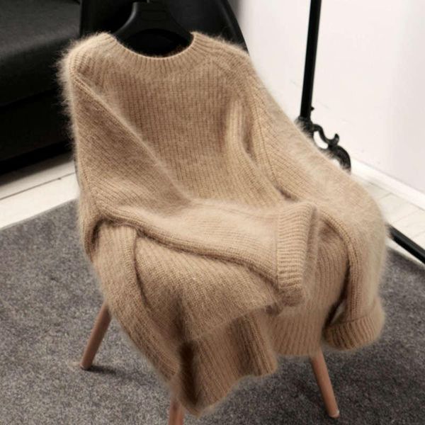 

women's sweaters mohair knit sweater women autumn winter o-neck soft pullover jumper loose plus size pullovers sueter feminino c5792, White;black