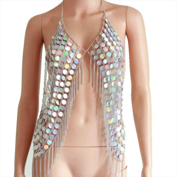 

chran holographic mermaid amp seascape womens tank halter necklaces holiday wear sequin party jewelry accessories, White